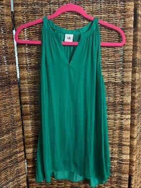 CAbi Green Sleeveless Halter Dot-Texture Camisole